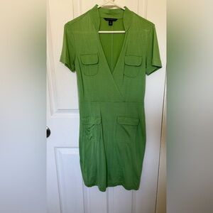 Banana Republic Green V-Neck Dress with Pockets